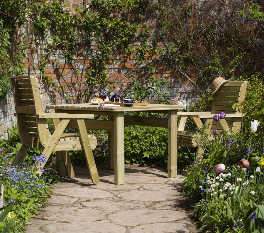 Amelia 100 x 100 cm Square Table with 2 Elli Chairs