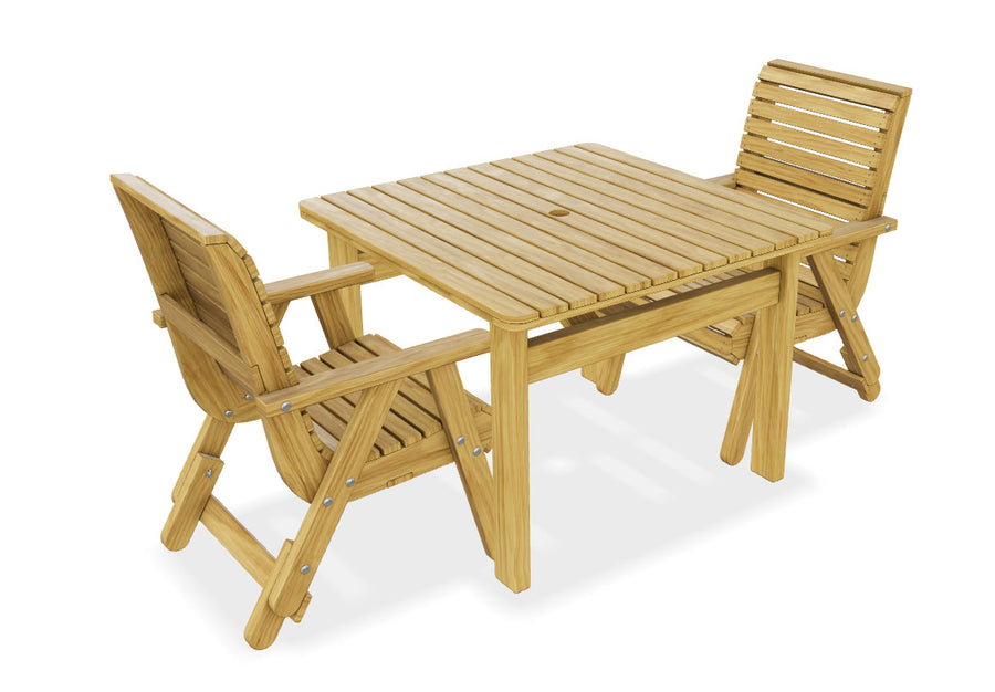 Amelia 100 x 100 cm Square Table with 2 Elli Chairs