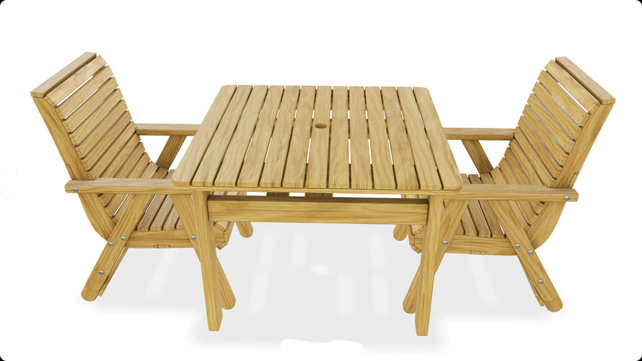 Amelia 100 x 100 cm Square Table with 2 Elli Chairs
