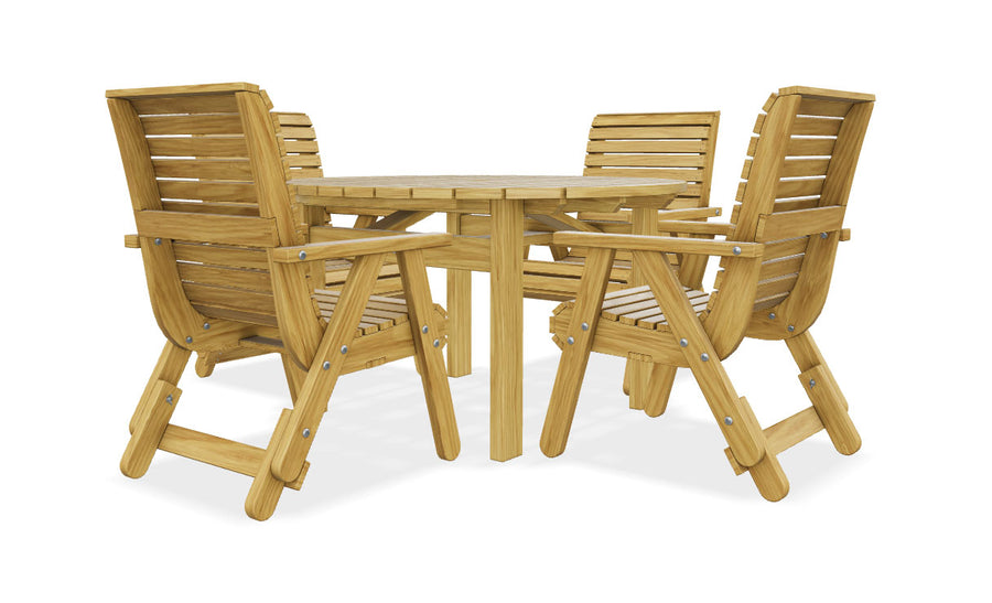 Margot 127 cm Round Table plus 4 Elli Chairs