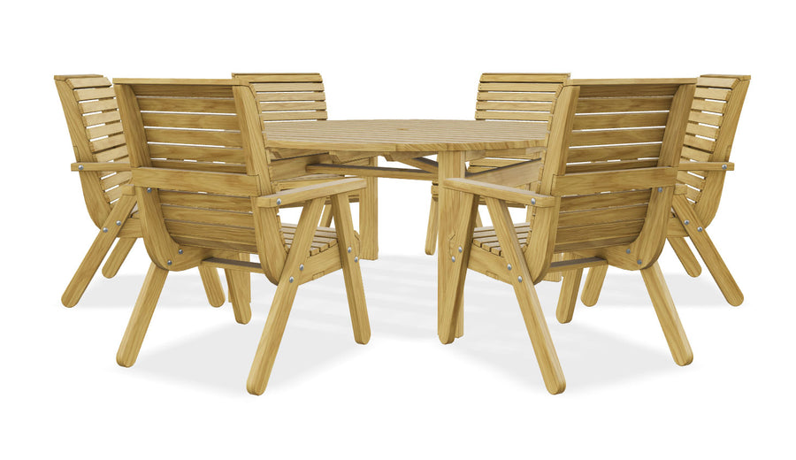 Margot 156 cm Round Table plus 6 Elli Chairs