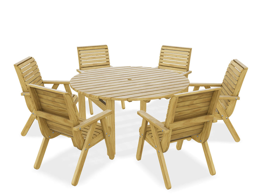 Margot 156 cm Round Table plus 6 Elli Chairs