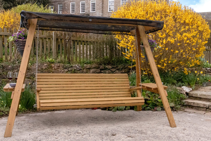 Wooden Garden Swing with Canopy & Cover