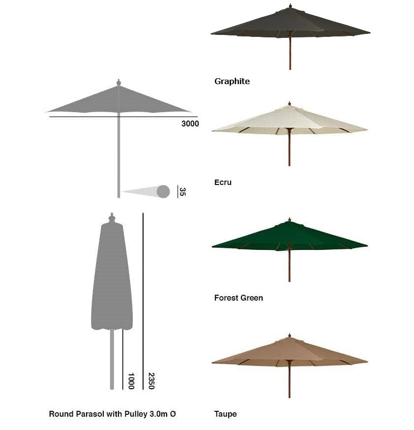 Wooden Garden Parasol - 3m Round