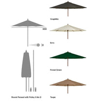 Thumbnail for Wooden Garden Parasol - 3m Round