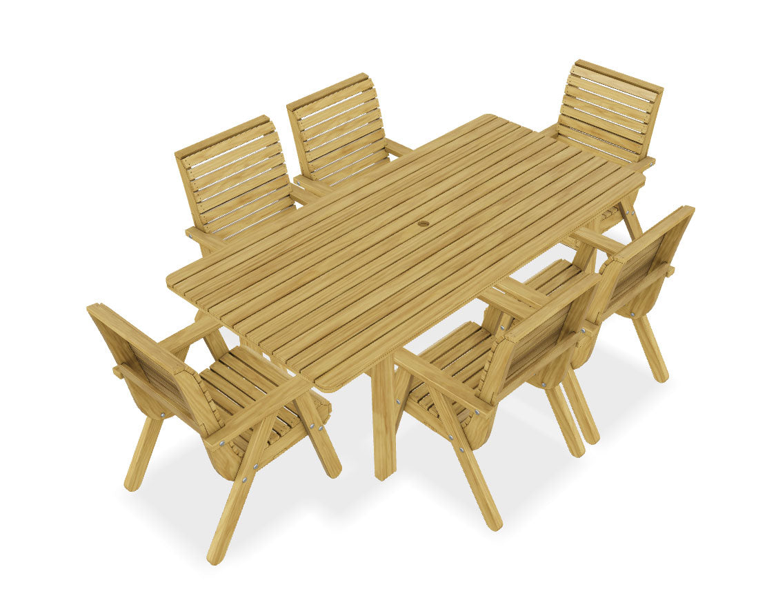 Amelia Table 207 x 100 cm plus 6 Elli Chairs