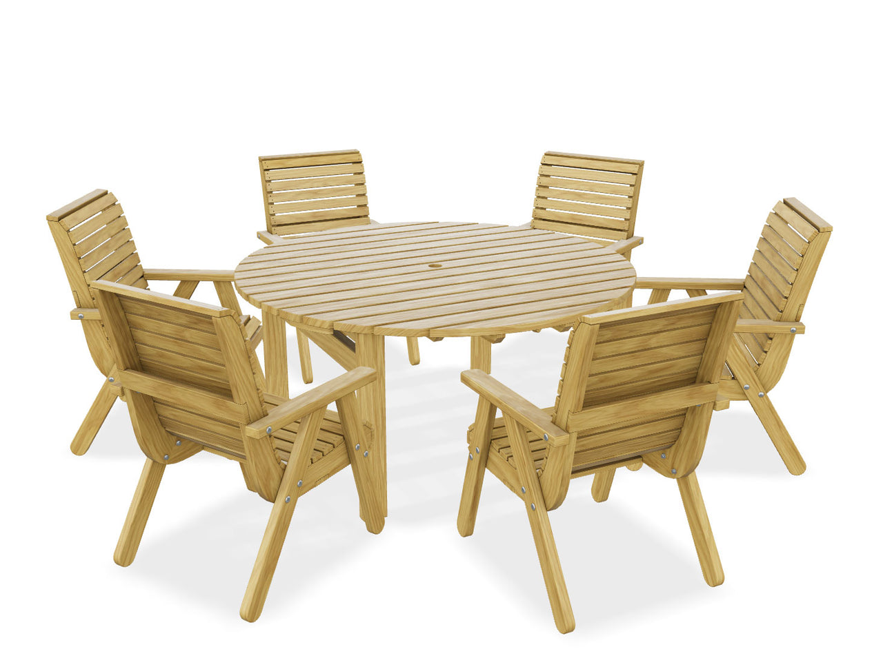 Margot 156 cm Round Table plus 6 Elli Chairs